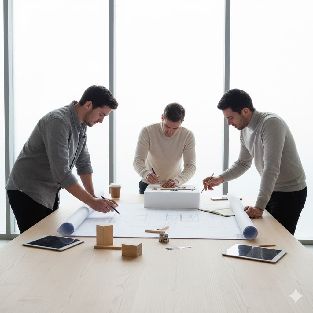Studio interior with architectural models